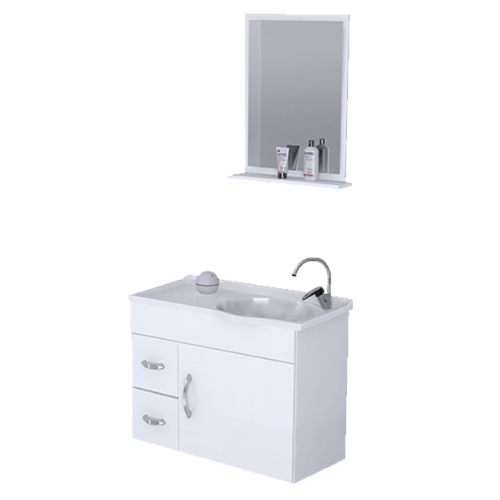 Conjunto de Gabinete de Banheiro Siena de 55,5cm Branco A.J Rorato